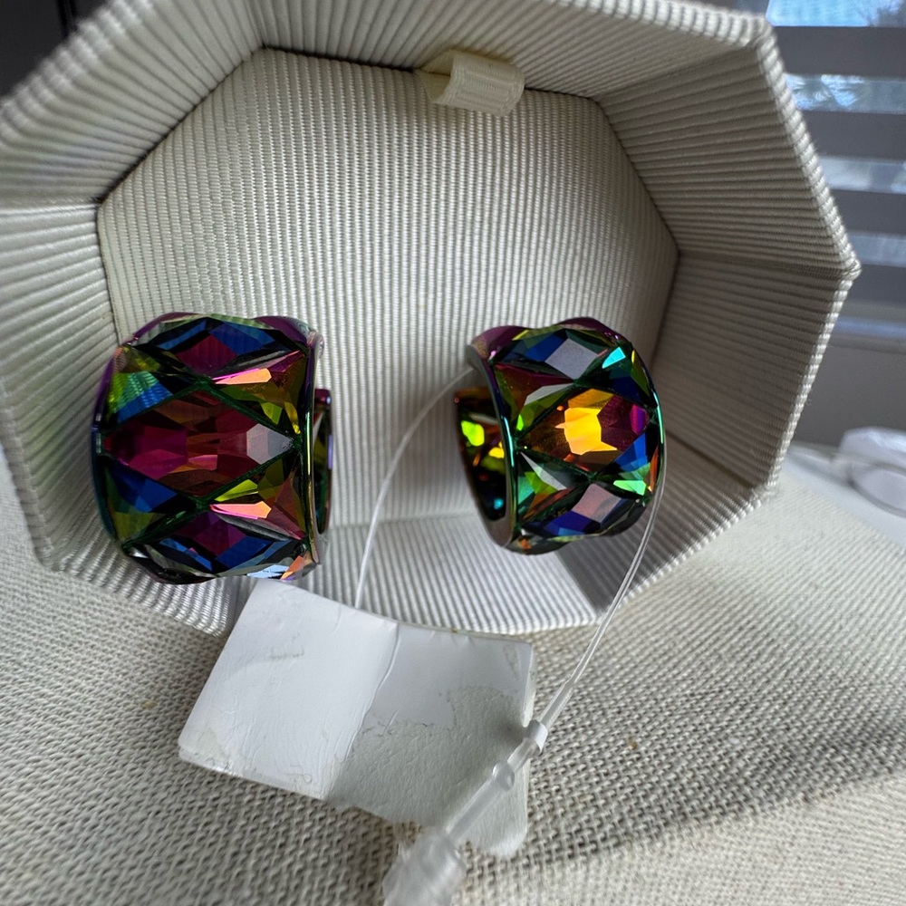 Swarovski Crystal Curiosa Hoop Earrings Multicolor Sparkly Shiny 5599880 NWT - Picture 3 of 11